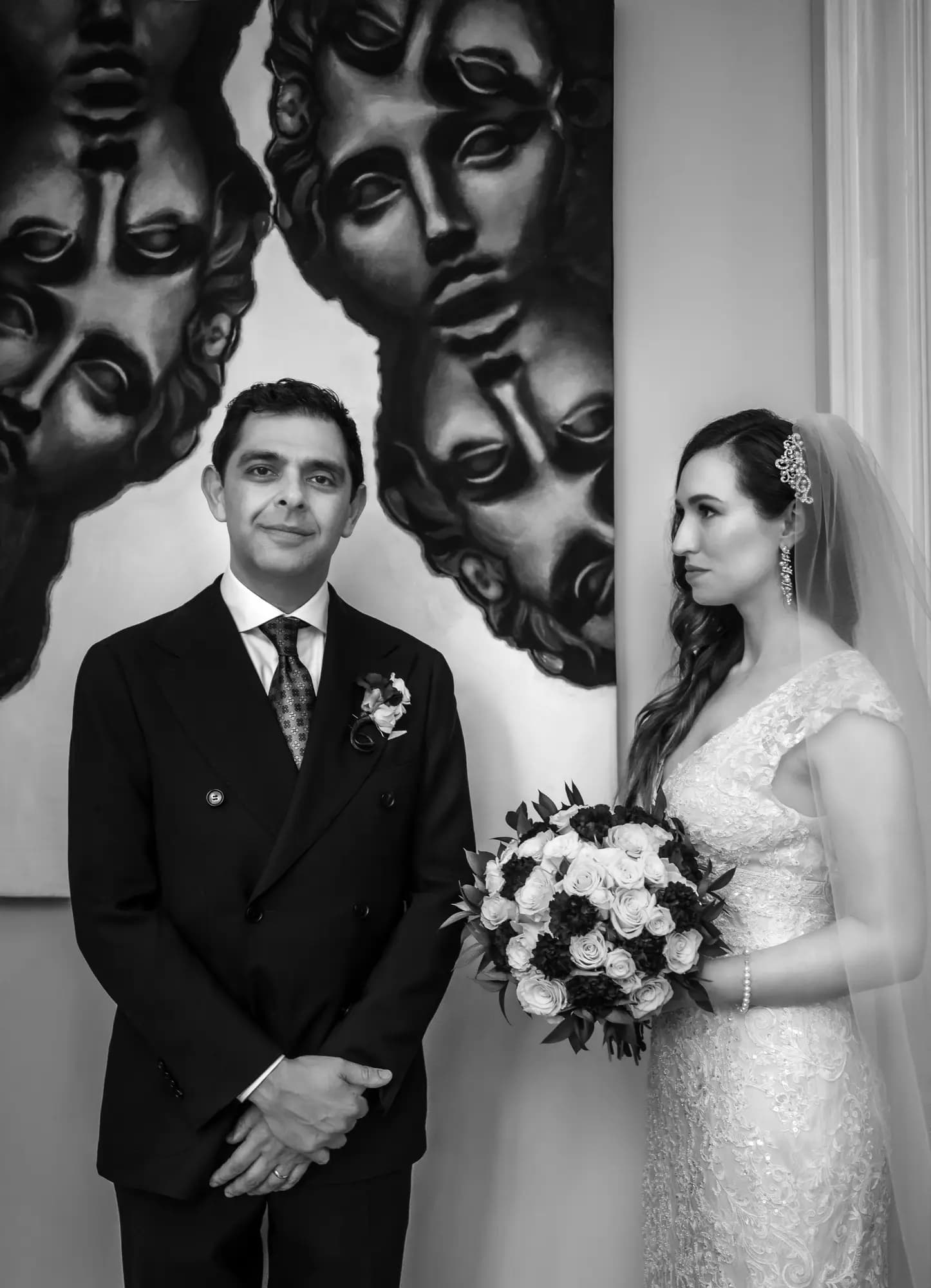 Timeless black and white wedding portrait at a South Florida venue by Boogietek Photo+Cinema