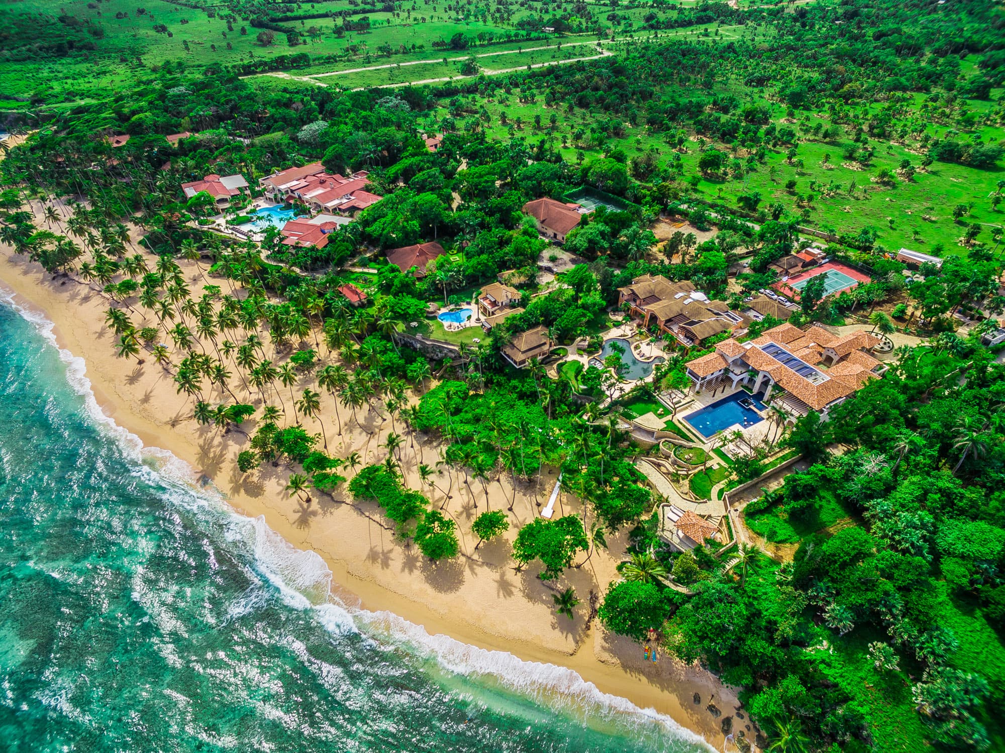Inga walking down beach aisle at Villa Flor de Cabrera Dominican Republic, Boogietek destination photography